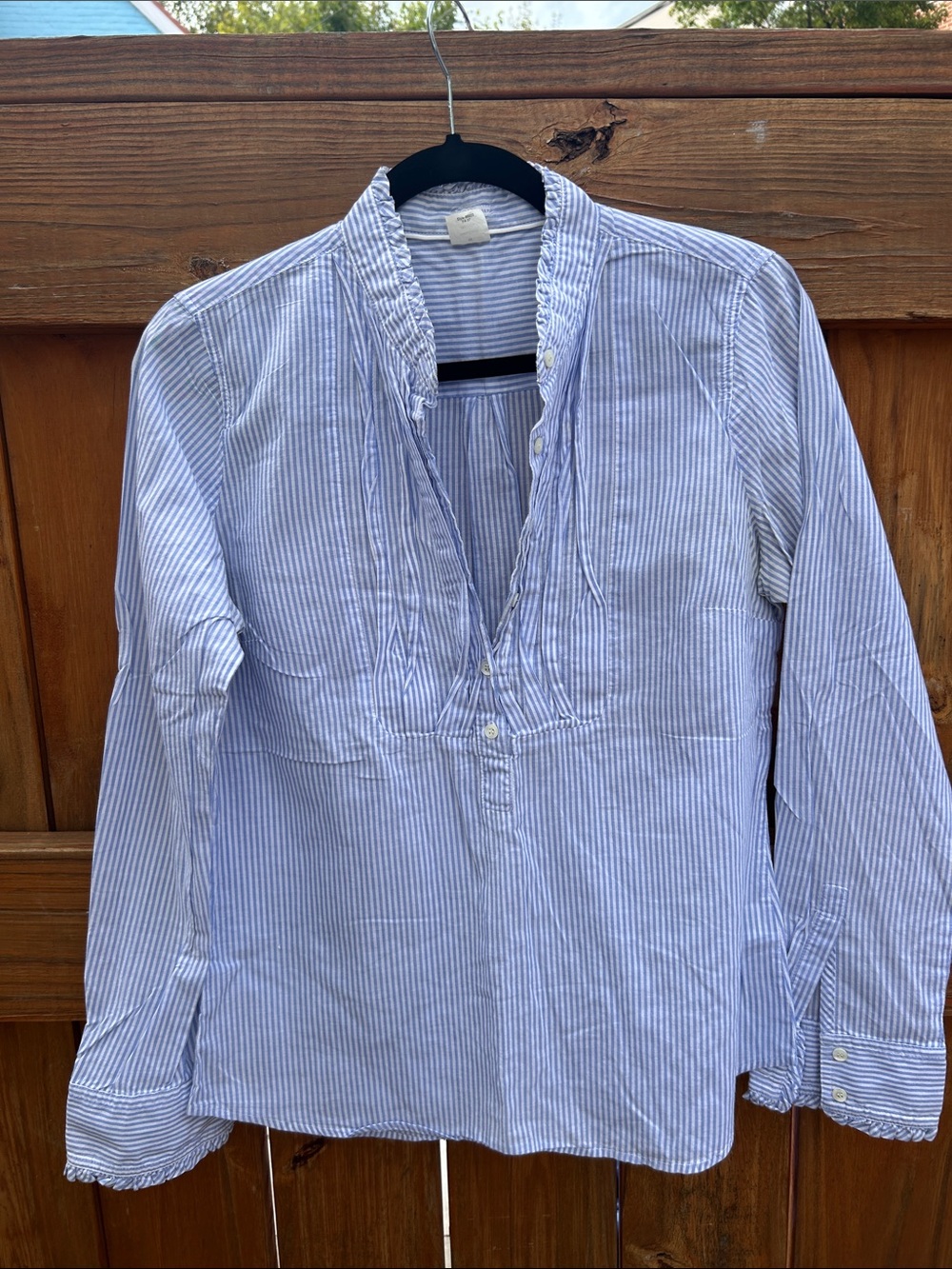 J. Crew Blue & White Pinstripe Split-Placket Button-Down Shirt